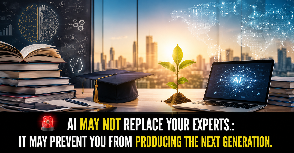 🚨 AI MAY NOT REPLACE YOUR EXPERTS. IT MAY PREVENT YOU FROM PRODUCING THE NEXT GENERATION.