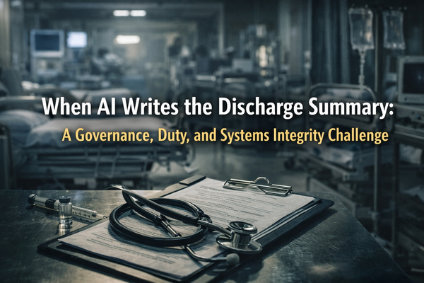 🏛️ When AI Writes the Discharge Summary : A Governance, Duty, and Systems Integrity Challenge