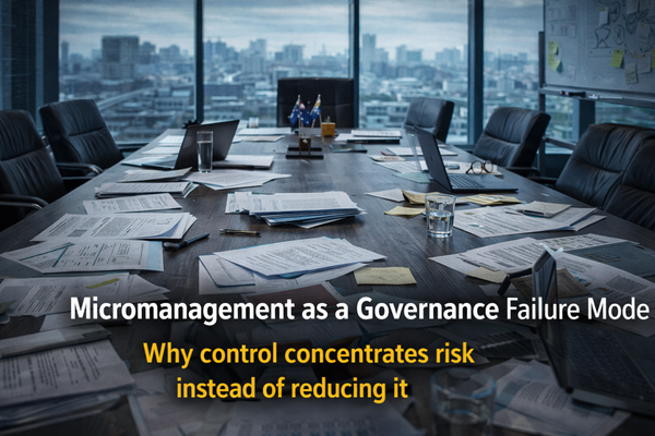 Micromanagement as a Governance Failure Mode :  Why control concentrates risk instead of reducing it