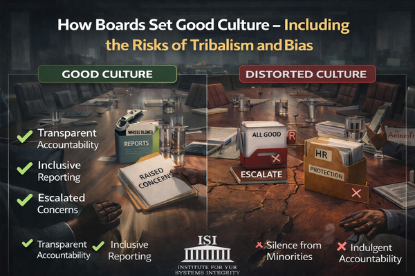 How Boards Set Good Culture — Including the Risks of Tribalism and Bias :  Culture as a control system for truth, behaviour, and risk