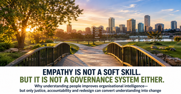 EMPATHY IS NOT A SOFT SKILL. BUT IT IS NOT A GOVERNANCE SYSTEM EITHER.: - Why understanding people improves organisational intelligence—but only justice, accountability and redesign can convert understanding into change