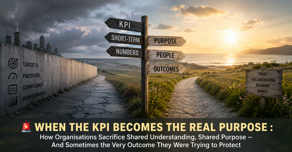 🚨 WHEN THE KPI BECOMES THE REAL PURPOSE : How Organisations Sacrifice Shared Understanding, Shared Purpose — And Sometimes the Very Outcome They Were Trying to Protect