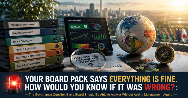 YOUR BOARD PACK SAYS EVERYTHING IS FINE. HOW WOULD YOU KNOW IF IT WAS WRONG? The Governance Question Every Board Should Be Able to Answer Without Asking Management Again.