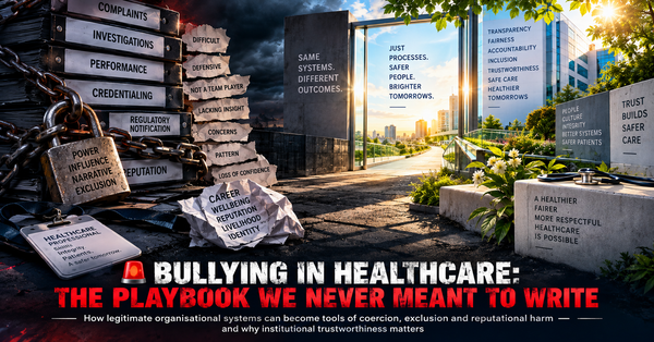 🚨 BULLYING IN HEALTHCARE: THE PLAYBOOK WE NEVER MEANT TO WRITE: .. How legitimate organisational systems can become tools of coercion, exclusion and reputational harm — and why institutional trustworthiness matters