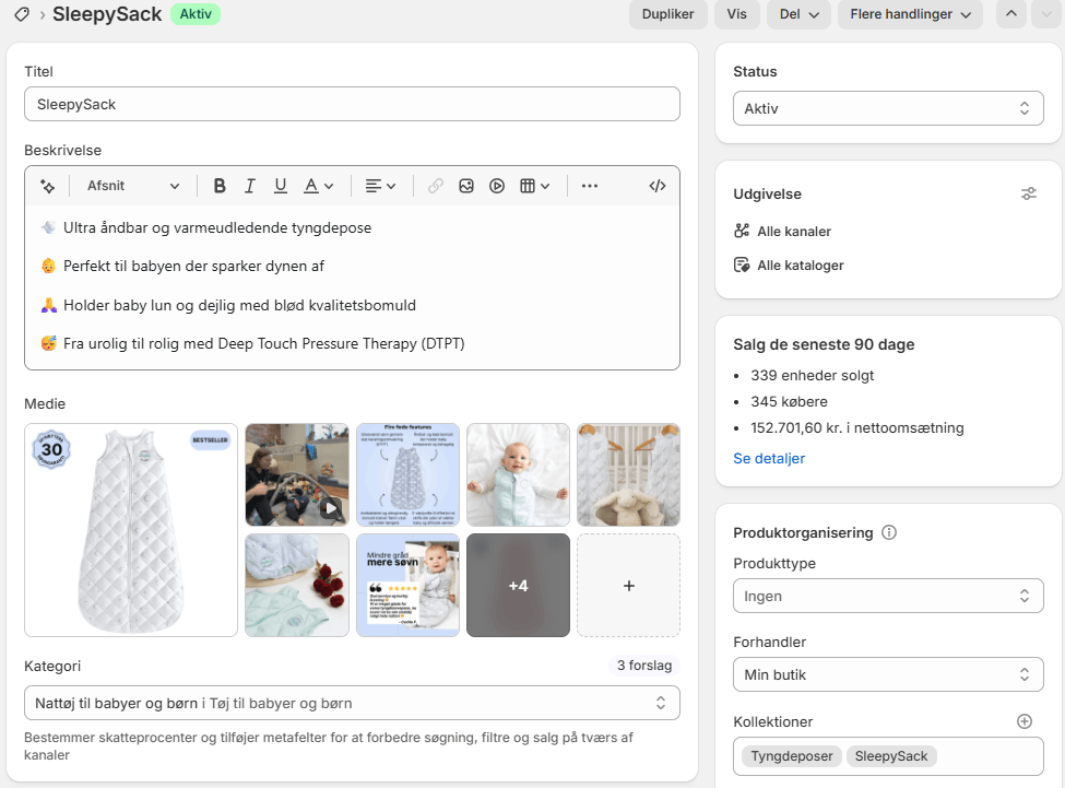 Shopify product editor — adding and managing products is clean, fast and requires zero technical knowledge