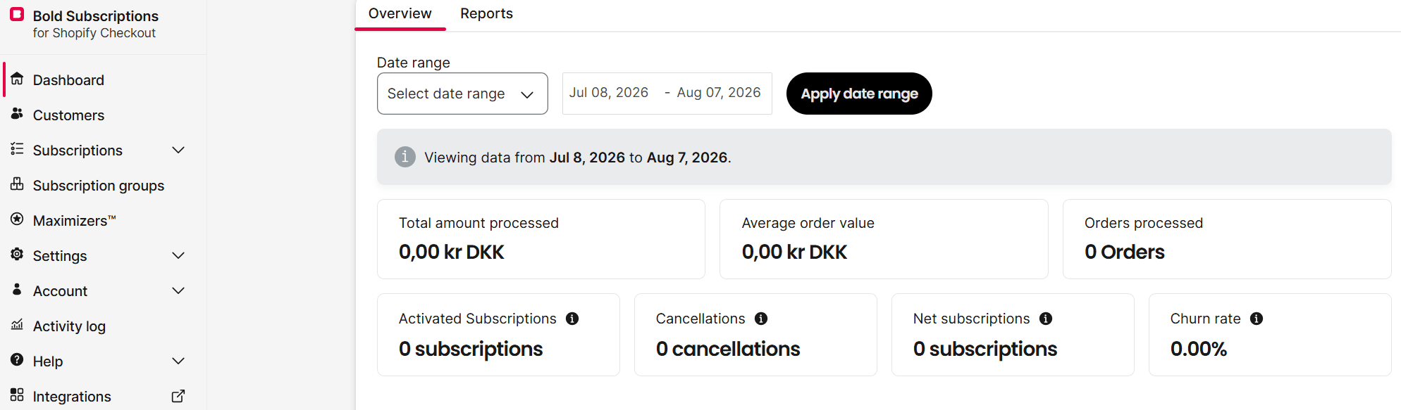 Bold Subscriptions customer self-serve portal interface