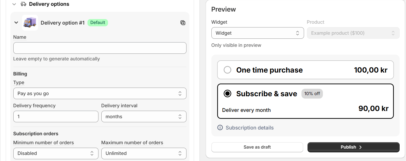Kaching Subscriptions customer self-serve management portal on Shopify