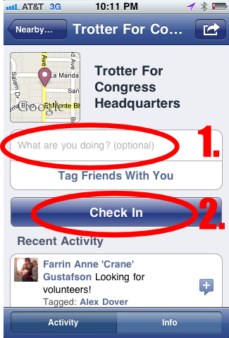 Check in to a place Check in to a given place