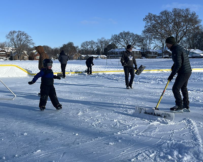 Shoveling the ice