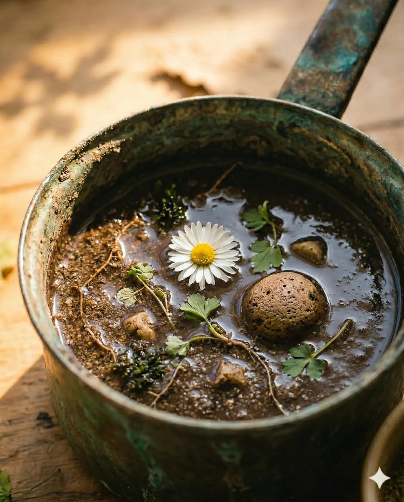 Die Matsch-Küche — draußen kochen mit Dreck — Detail — mitte