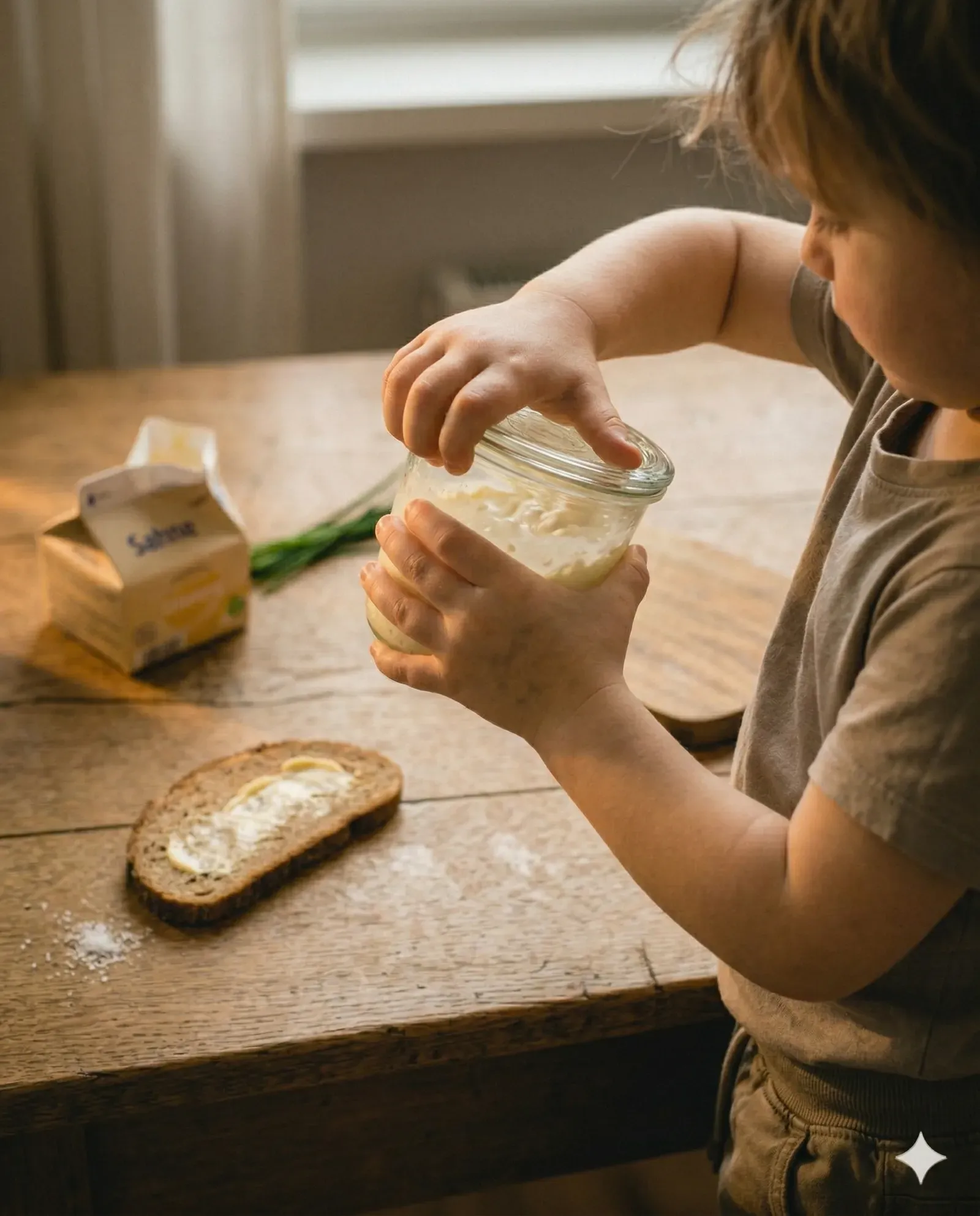 Die Schüttel-Butter — wenn Milch plötzlich fest wird — Kind in Aktion — mitte