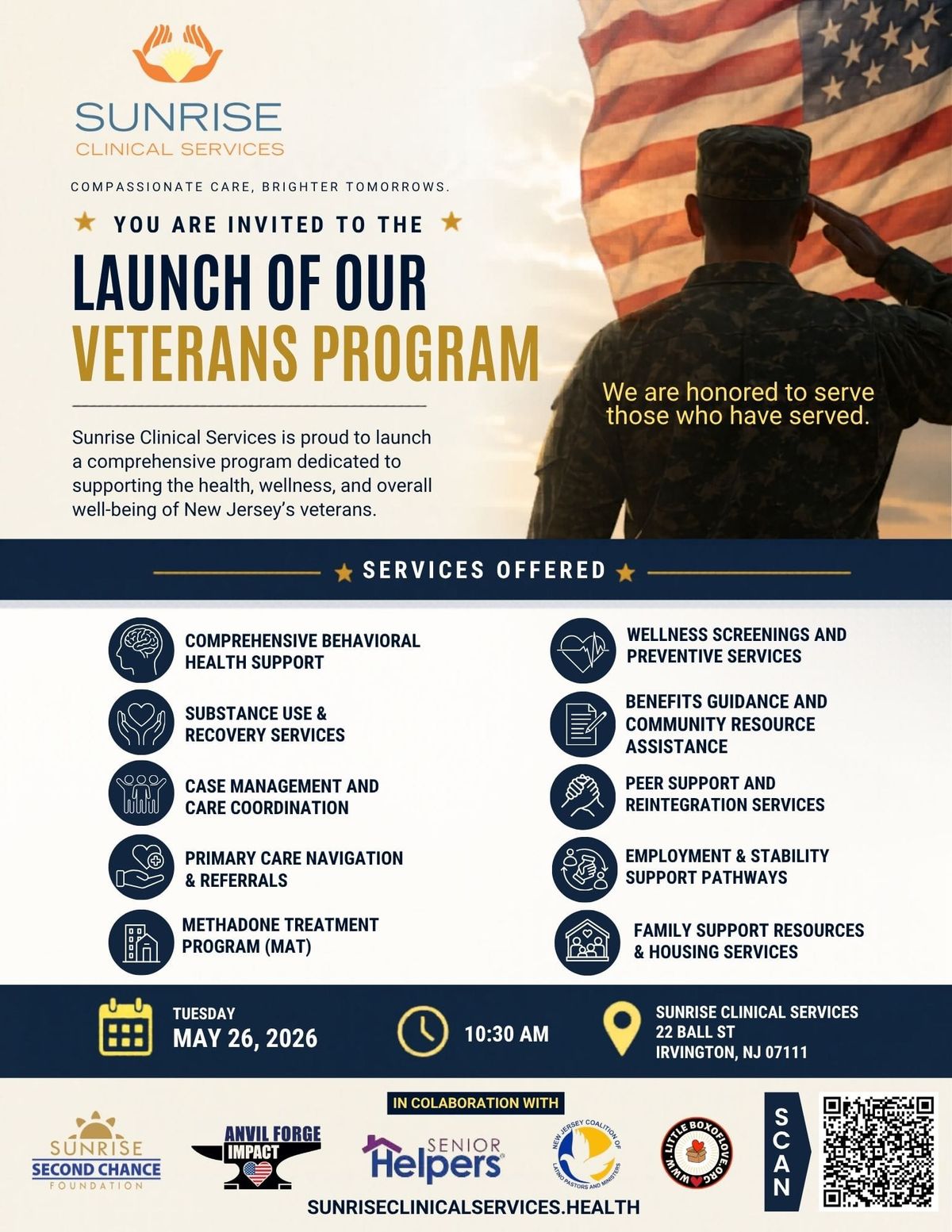 Sunrise Clinical Services Launches Veterans Program to Expand Critical Support in New Jersey