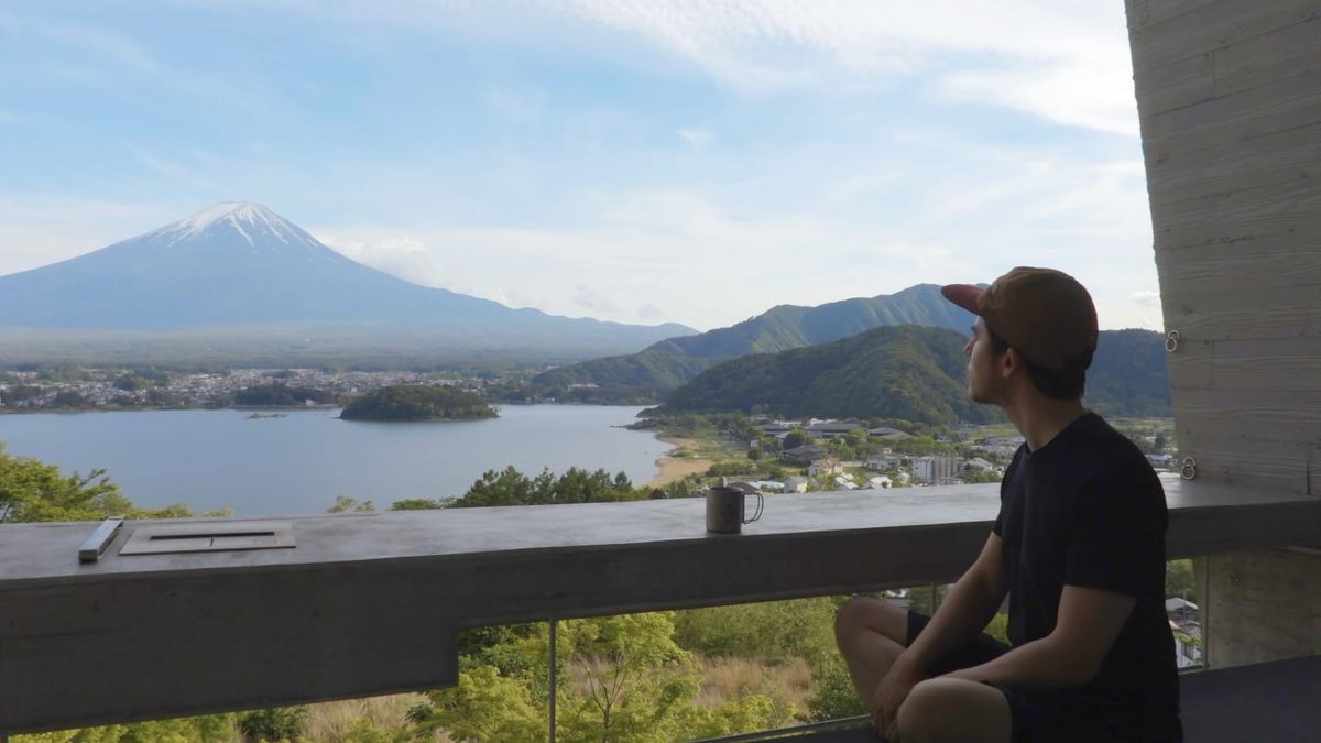 Sicht vom Zimmer im Hoshinoya Fuji.