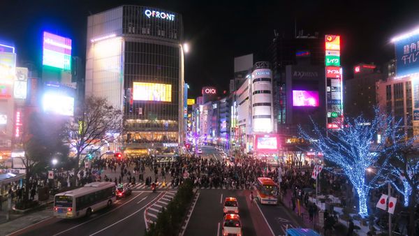 Der Scramble Crossing von Shibuya.