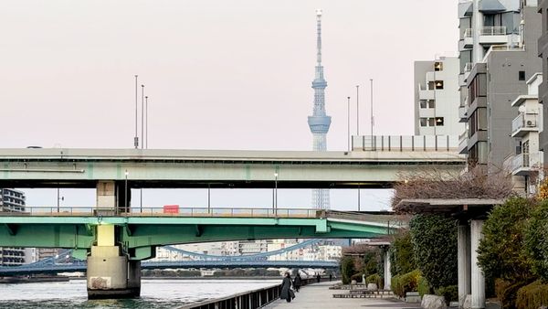 Tokios langer Spazierweg am Stadtfluss
