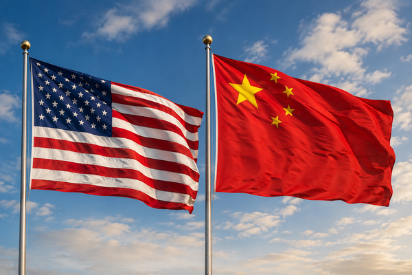 U.S. and Chinese flags representing trade and economic relations between the United States and China