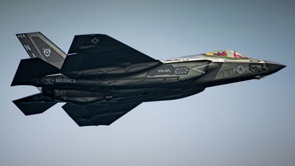 Lockheed Martin F-35 fighter jet representing expanding defense production and military contracts