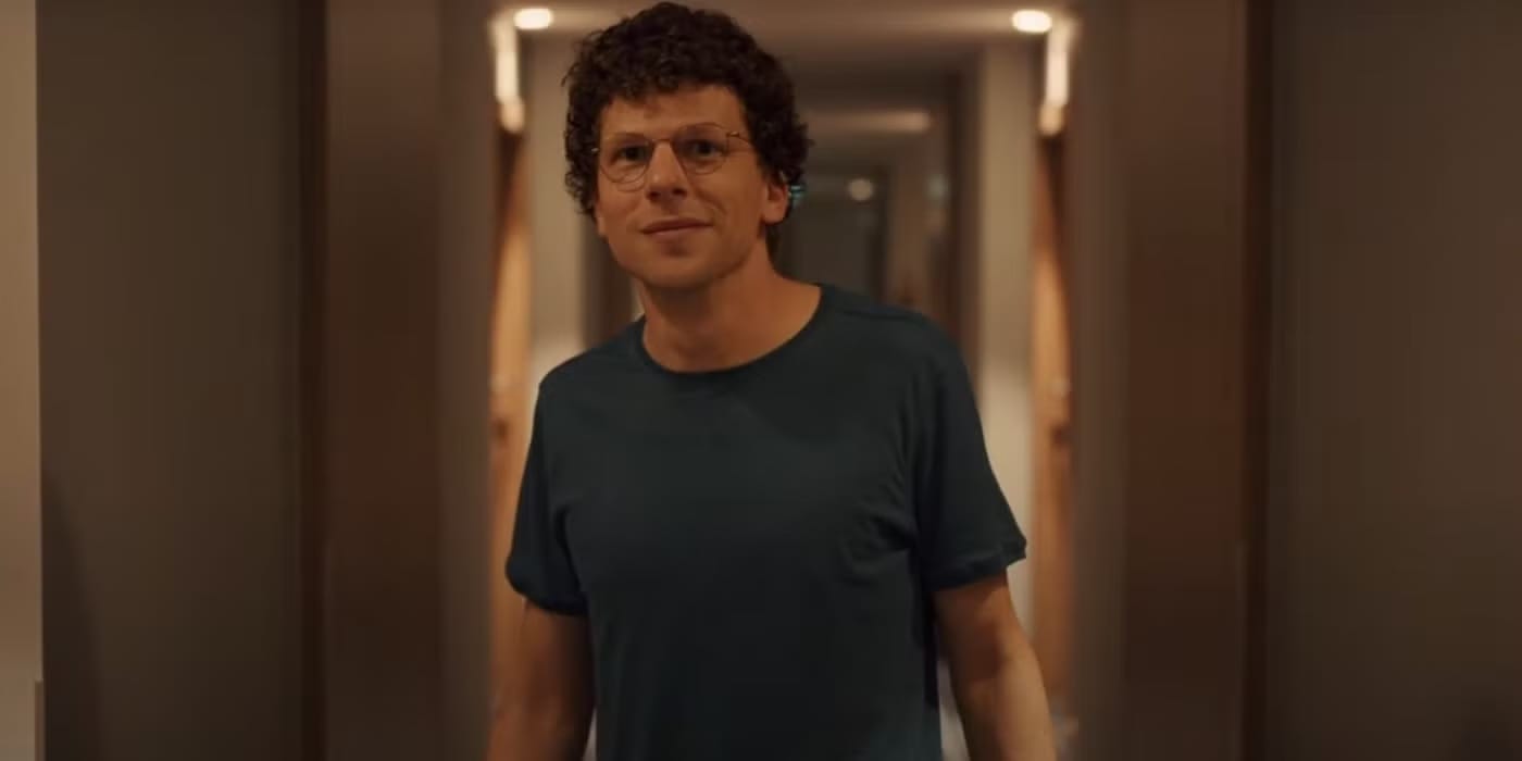 A screenshot of that worm Jesse Eisenberg smirking in such an annoying way in his stupid movie A Real Pain