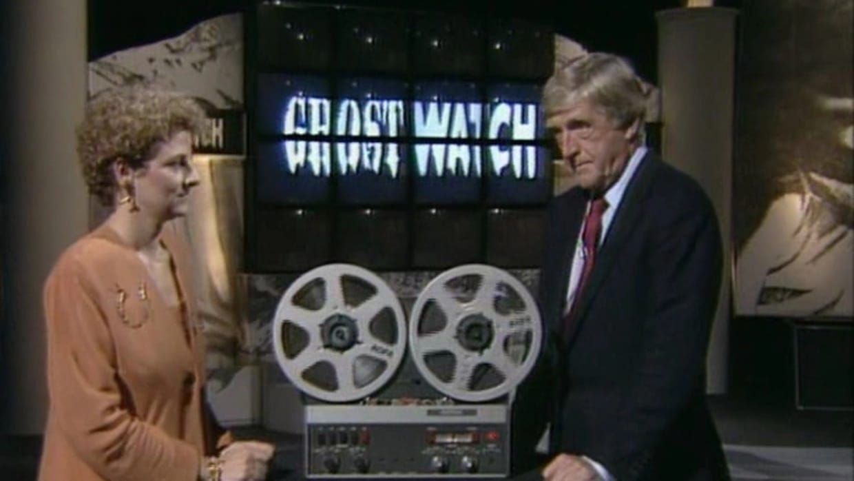 Michael Parkinson and Gillian Bevan in Ghostwatch