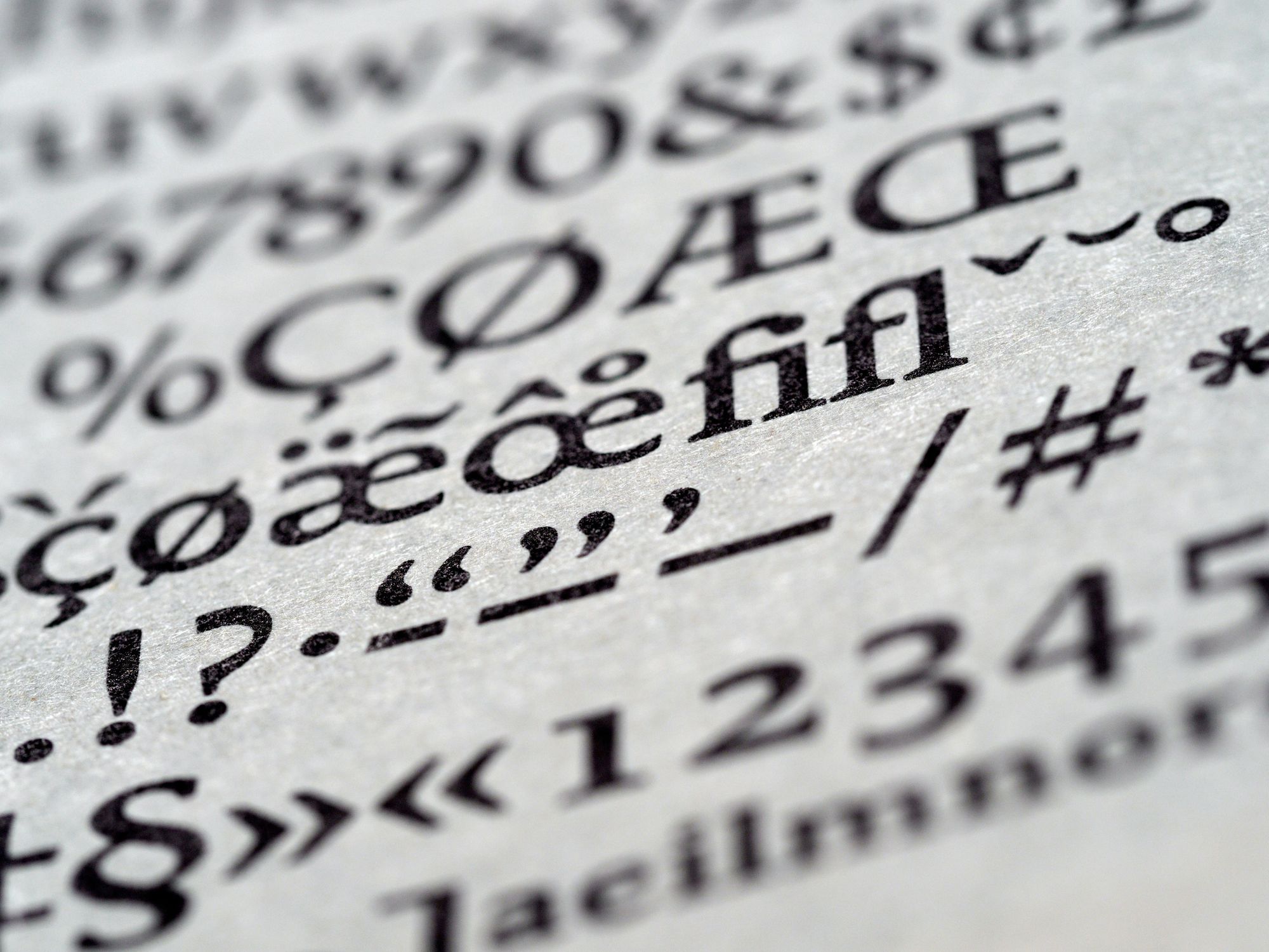 Random words text and typography on a page