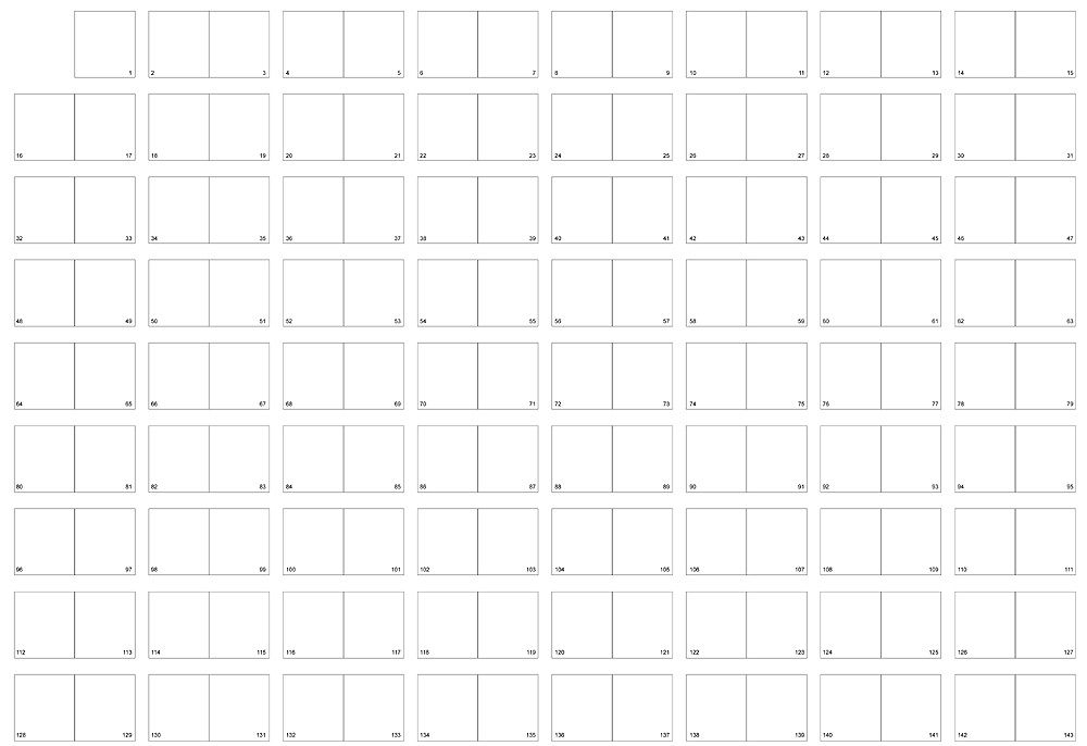 An example of a blank flatplan template.
