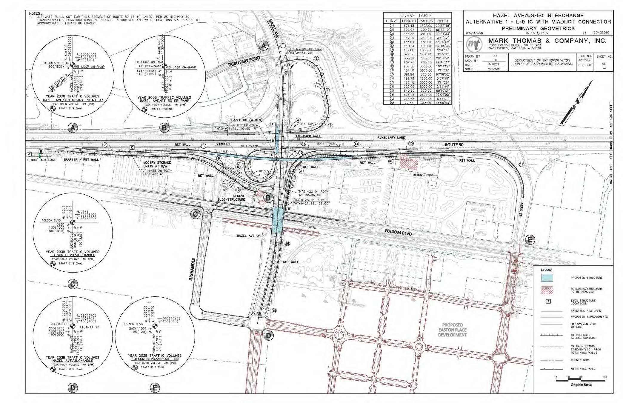A preliminary engineering plan shows Sacramento County’s preferred Hazel Avenue interchange design