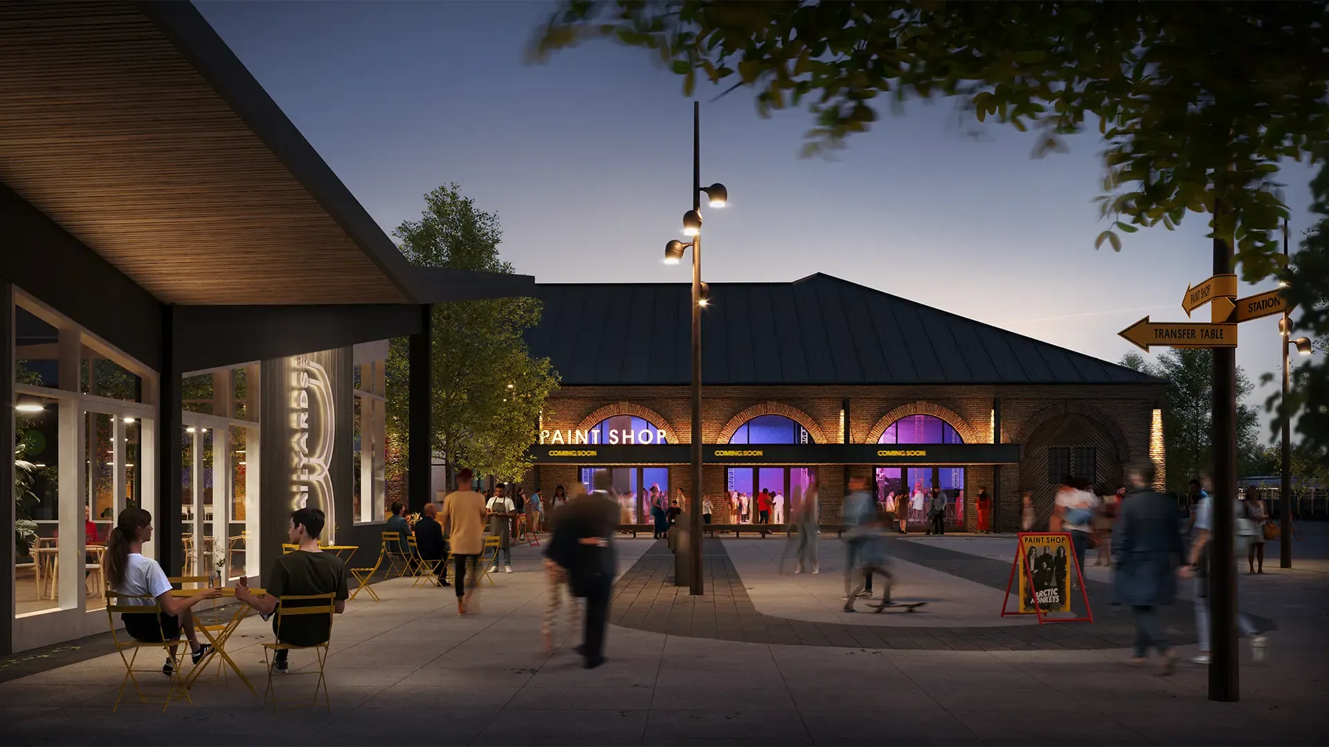 A rendering shows the Paint Shop converted into a concert venue. Image: Downtown Railyard Venture LLC