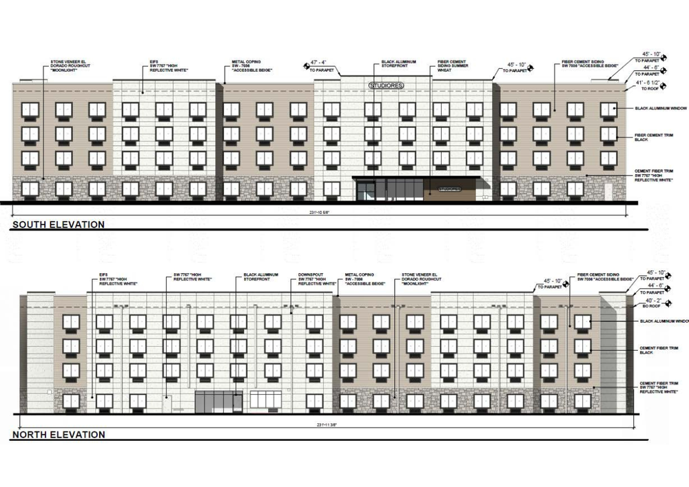 Rendering of the proposed four-story Marriott StudioRes hotel. Image: RSC Engineering. 