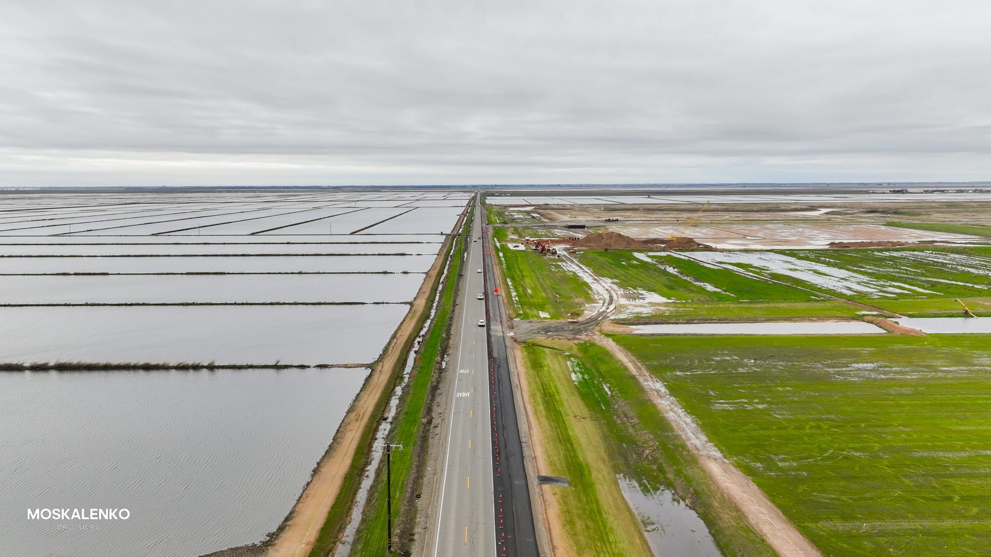 Aerial view of Riego Rd along Sutter Point Project. 