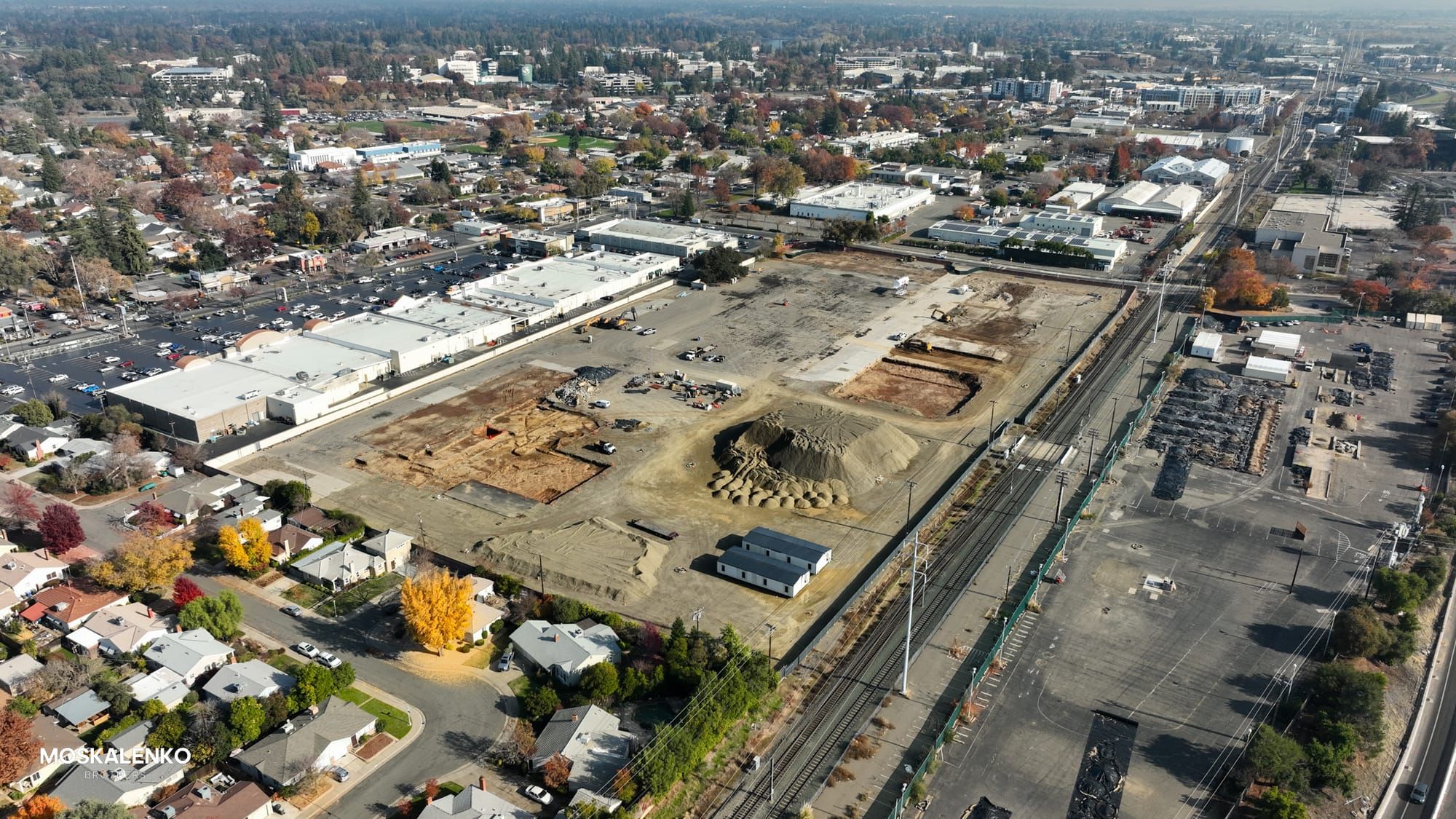 Aerial view of ongoing remediation efforts at SMUD's 59th Street Corporation Yard. 
