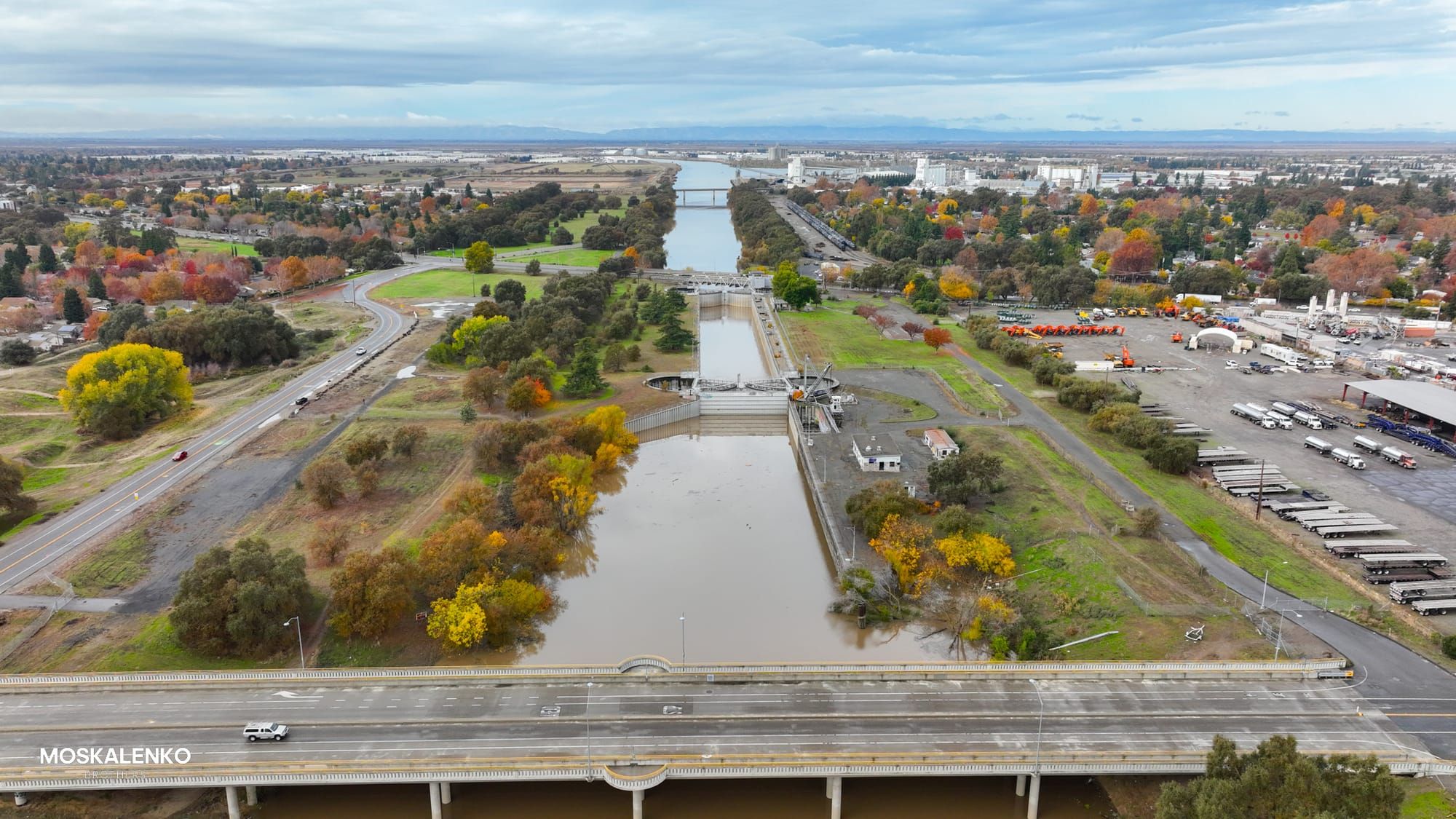 Aerial image of the Stone Lock Facility in West Sacramento. 