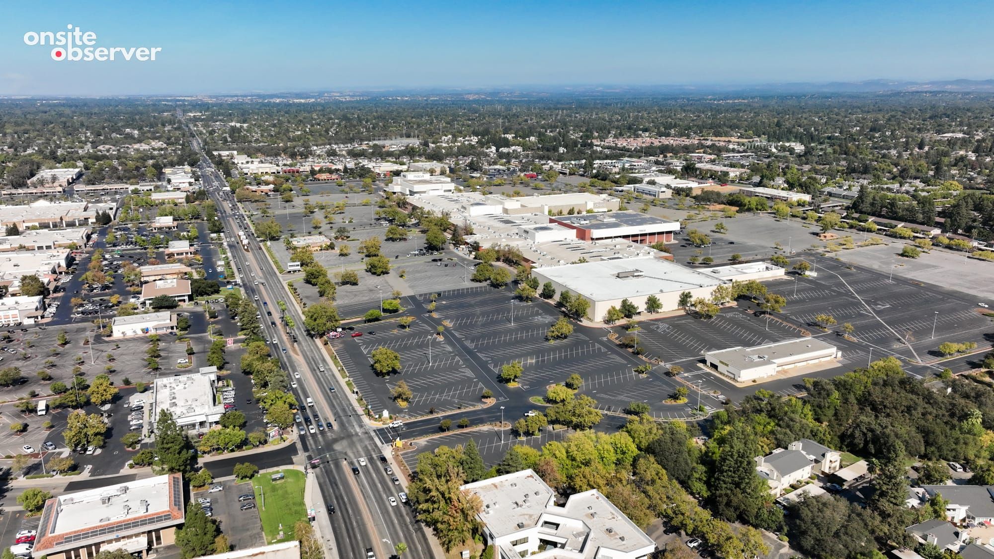 An aerial view of the nearly 100-acre, 1.1 million-square-foot Sunrise Mall in Citrus Heights.