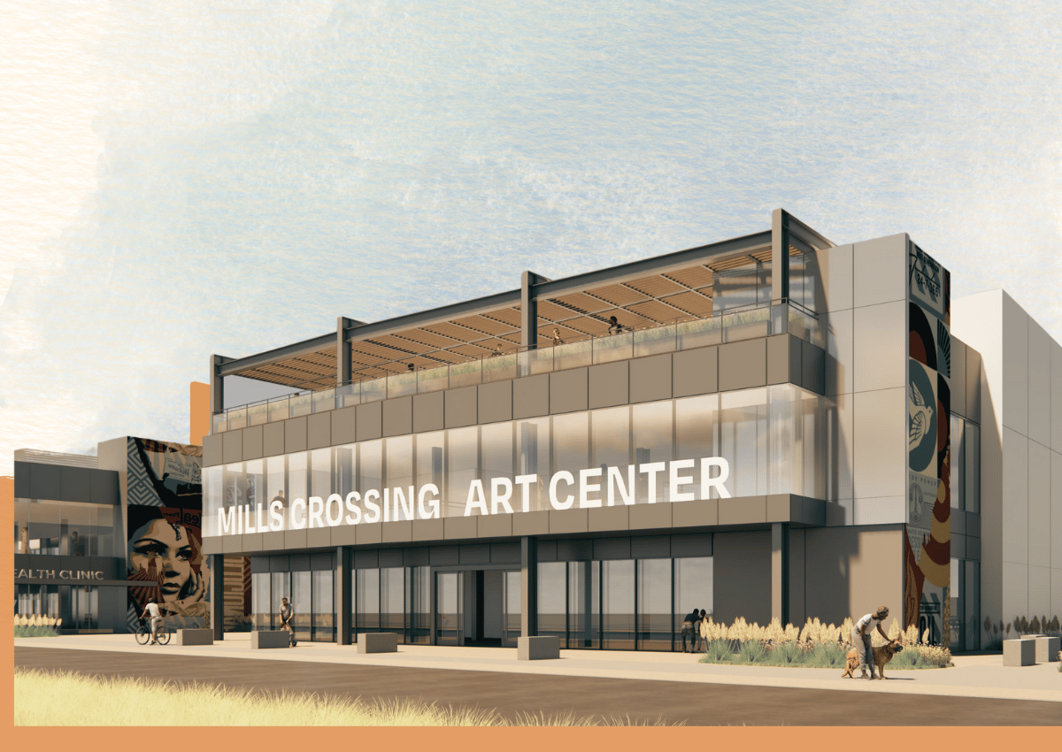 Cover design featuring the rendering of Rancho Cordova's Mills Crossing. Rendering by LPA Rios and Griffin Swinerton.