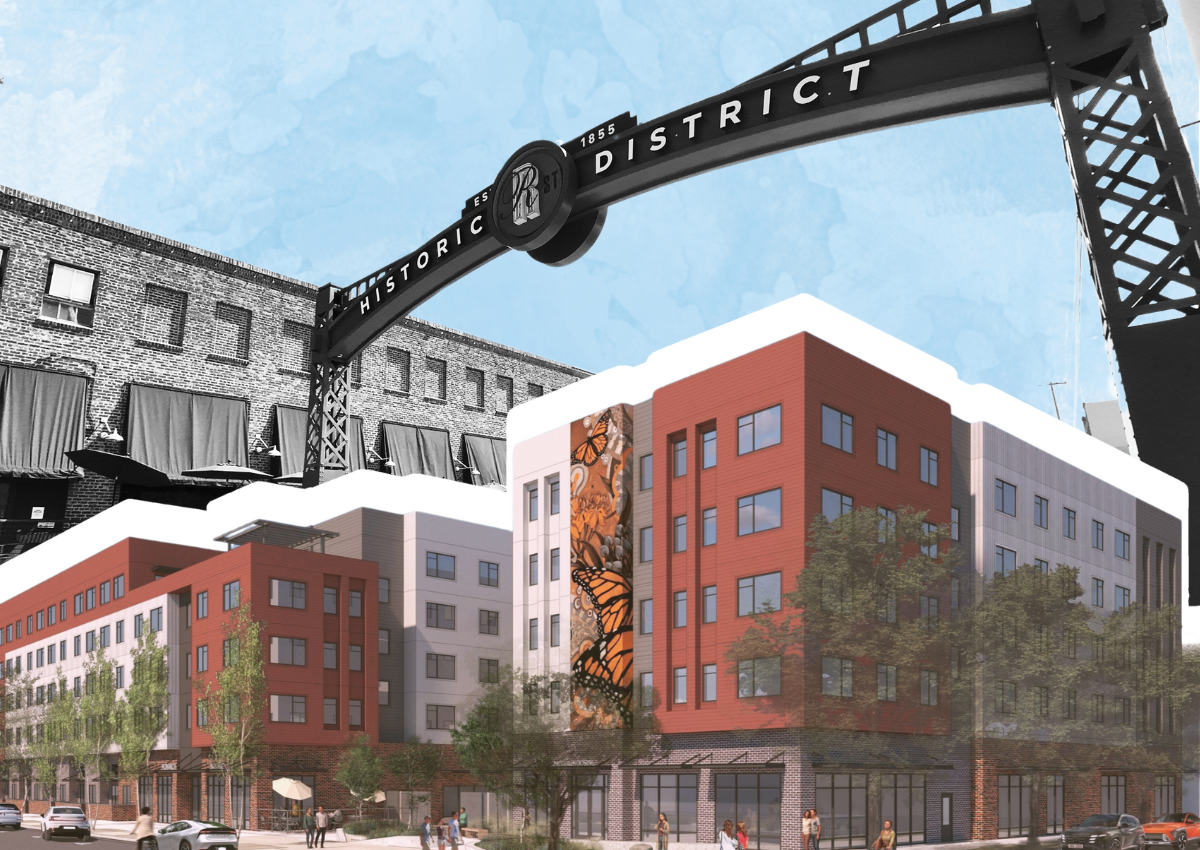Cover design featuring rendering of mixed-use affordable housing along Sacramento's R Street Corridor. Rendering courtesy of Mutual Housing California. 