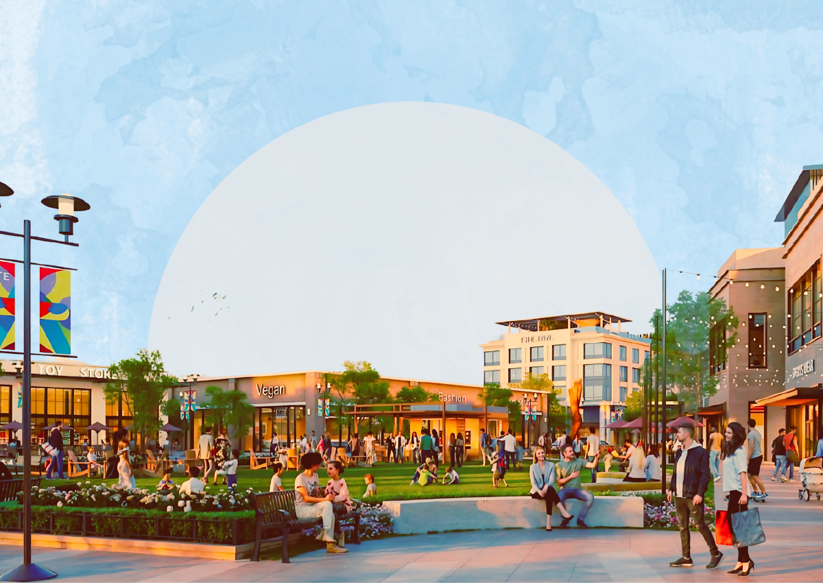 Cover design featuring a rendering of Elk Grove’s Project Elevate, provided by CenterCal.