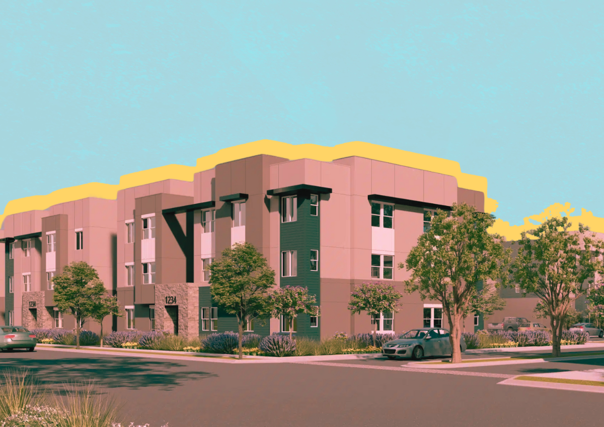 Cover design featuring rendering of The Crawford Apartments in west Roseville. Rendering courtesy of USA Properties Fund.