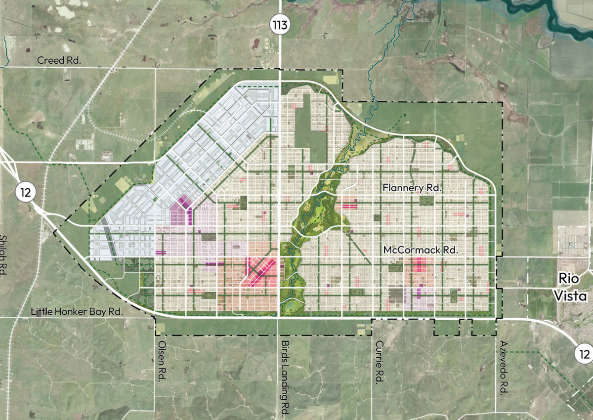 A conceptual land-use map shows California Forever’s proposed Suisun Expansion Area 