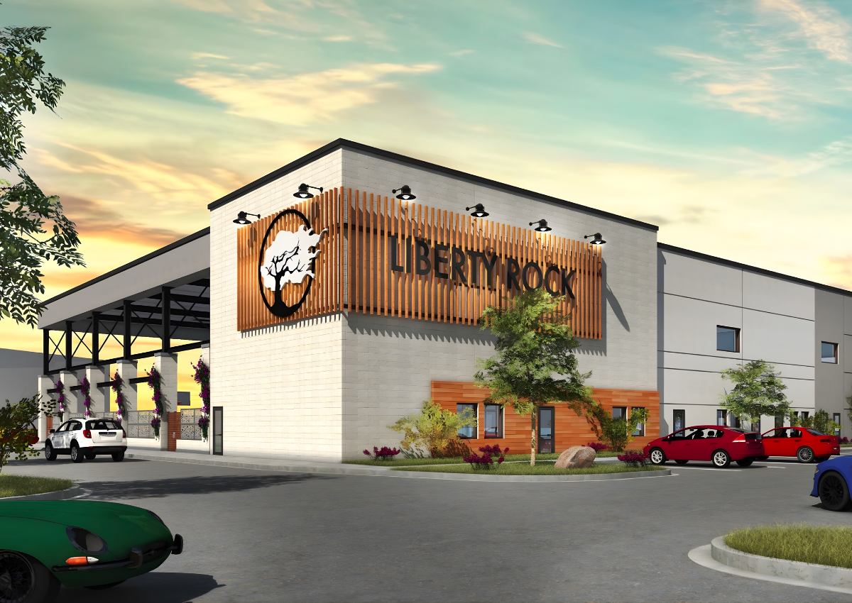 A rendering shows the planned Liberty Rock multipurpose building at Liberty Towers Church in Foothill Farms. Courtesy of Daniel Cook Architect.