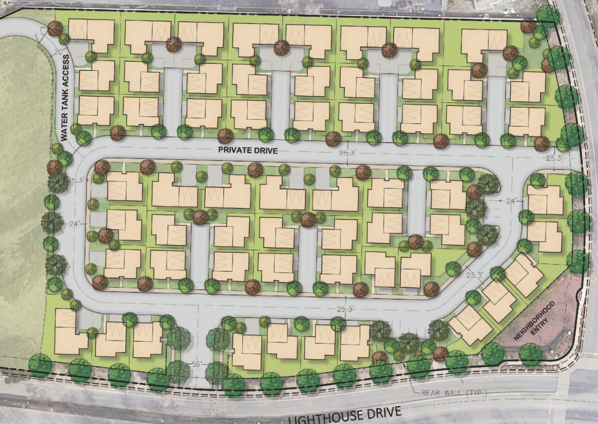 Illustrative site plan of The Crest in West Sacramento shows a proposed 59-home neighborhood. Image: The Galloway Group.