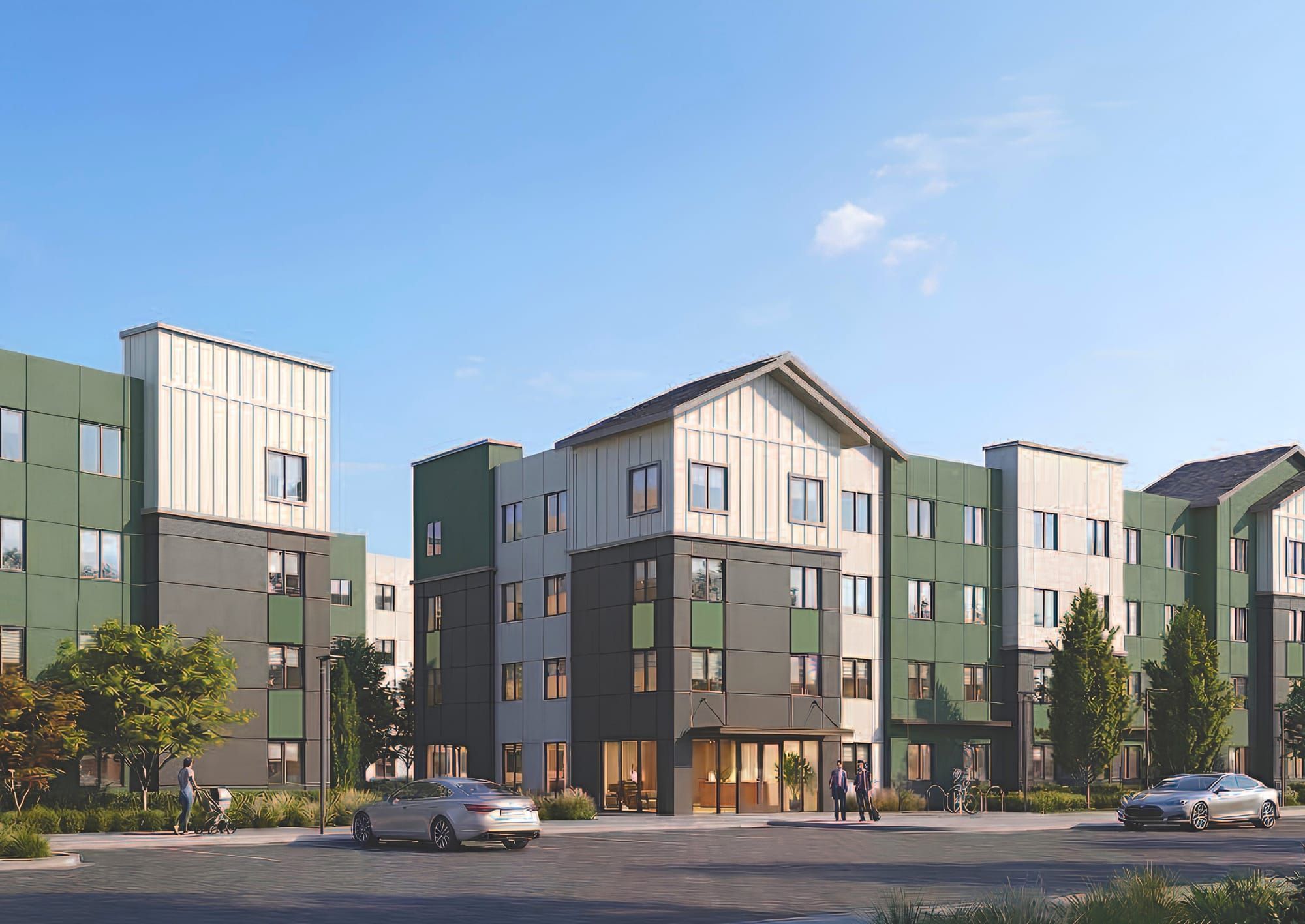 A rendering shows the proposed four-story Midas Apartments development in Rocklin. Image: HRGA.