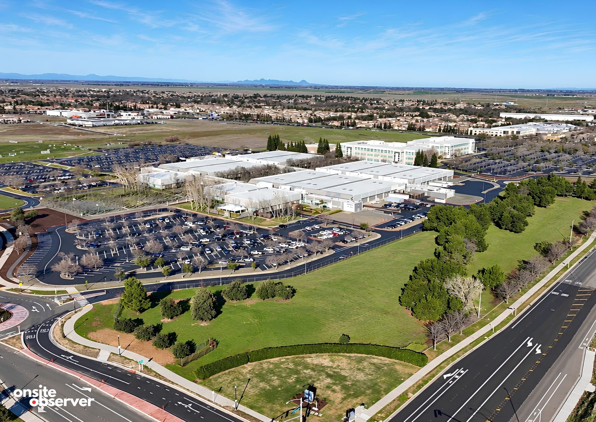 An aerial view of the former Hewlett-Packard campus at 9000 Foothills Blvd. in Roseville, where Shyft Global Services says an expansion supported by additional electrical capacity could creat