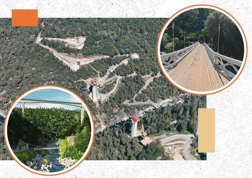 Construction progresses on Mosquito Bridge in El Dorado County, now 87% complete.