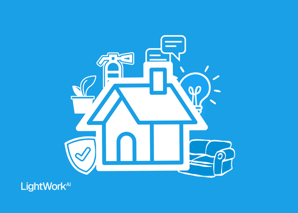 Graphic icons with LightWork AI logo