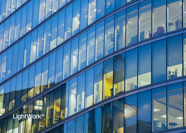 LightWork AI logo and building image 