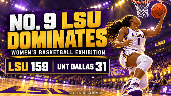 Fulwiley leads No. 9 LSU past UNT Dallas 159-31 in exhibition post image