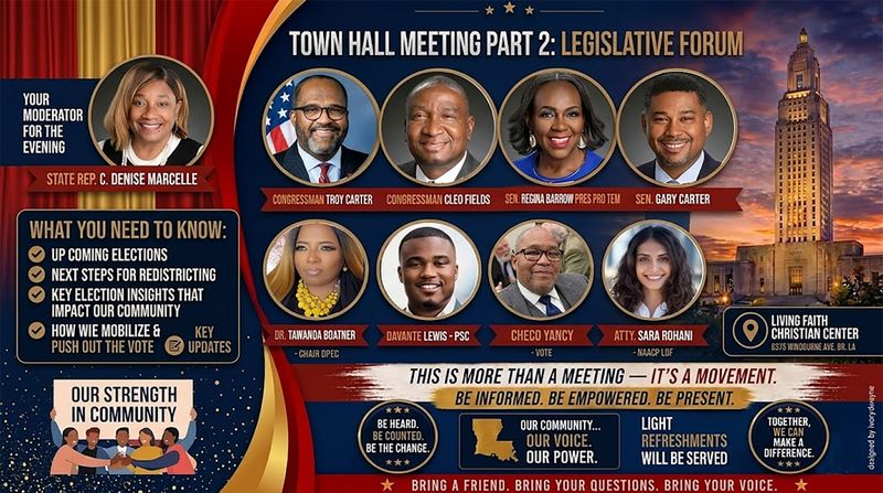 Black Leaders, Elected Officials to Address Redistricting, Elections at Baton Rouge Town Hall post image
