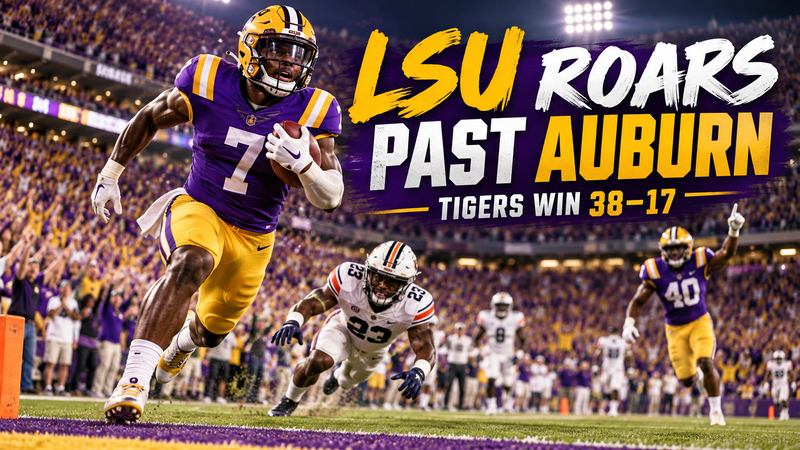 LSU Ends SEC Road Skid as Harris, Leavitt and Defense Power Win at Auburn post image