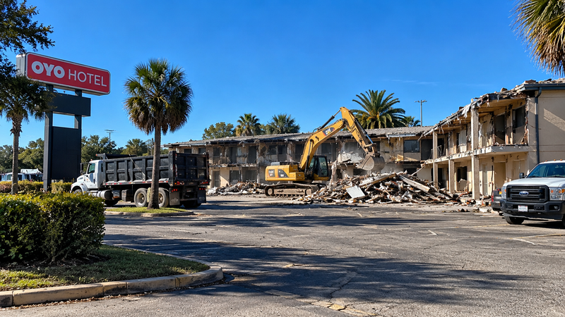 Demolition Begins at Abandoned Mead Road Hotel After Years of Crime, Blight and Illegal Activity post image
