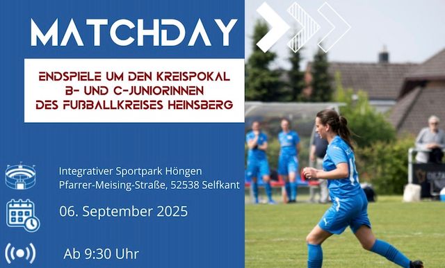 Kreispokalfinalrunde der B- und C- Mädchen am Samstag 6.9. ab 9:30 beim SC Selfkant