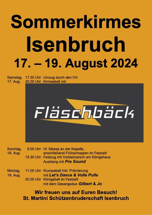Save The Date!!!  Kirmes Isenbruch 17. - 19.08.24